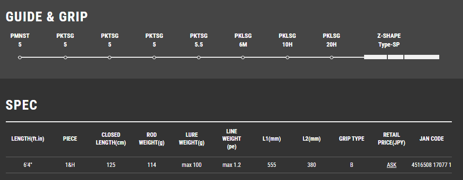 Tailwalk L-JIGGYS SSD S640/FSL Super Light Jigging Rod