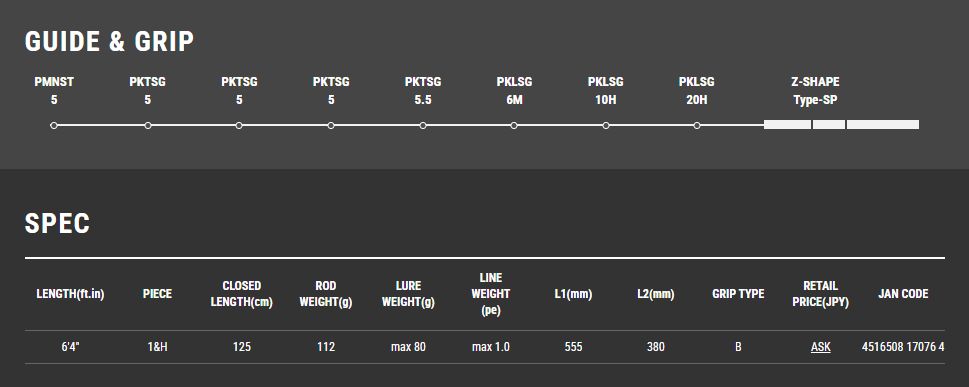 Tailwalk L-JIGGYS SSD S6400 FSL Super Light Jigging Rod