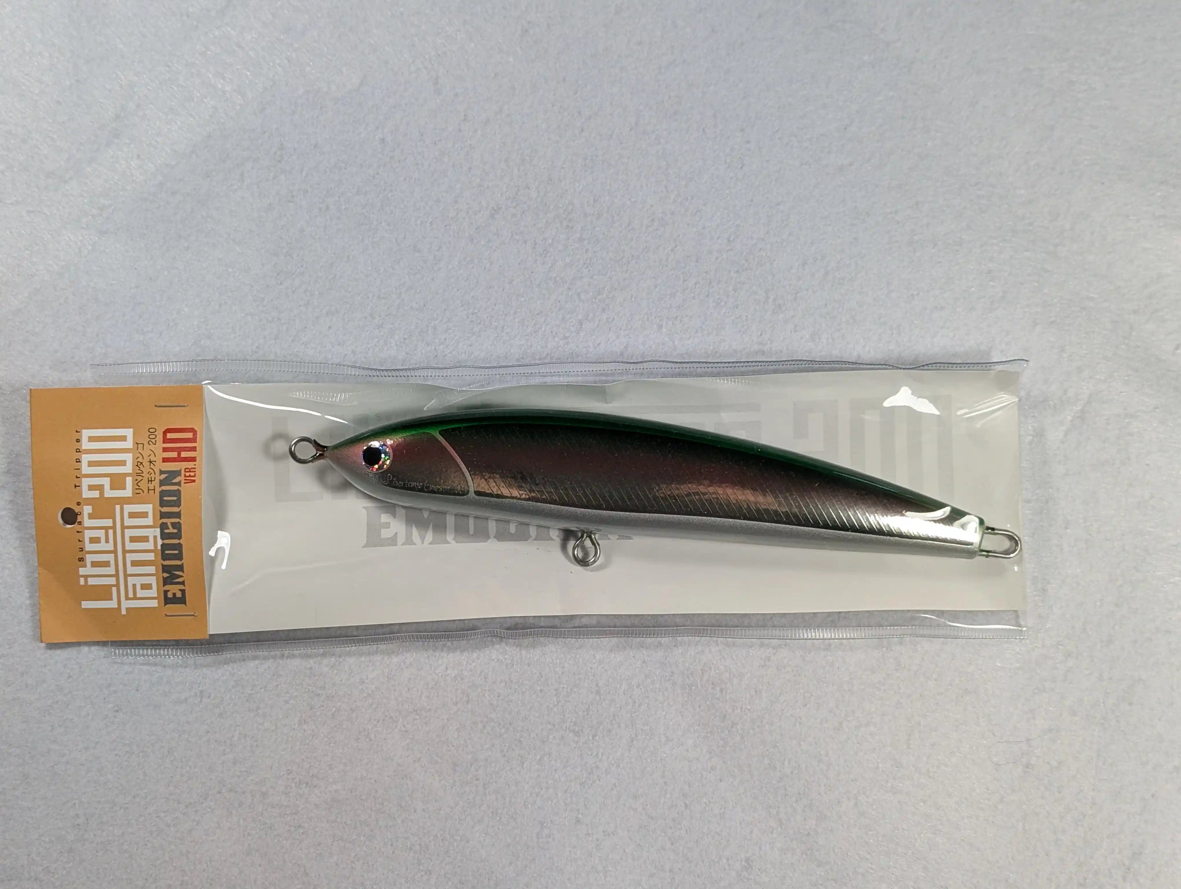 Fish Trippers Village Liber Tango Emocion 200 Ver HD Topwater Stickbait Green Back Orange Line