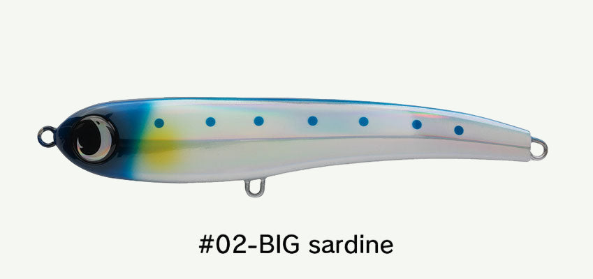 Fishing lure with 'LALA PEN' branding on a white background #02-BIG sardine